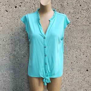 ESQUALO Sleeveless Aqua Blue Blouse
